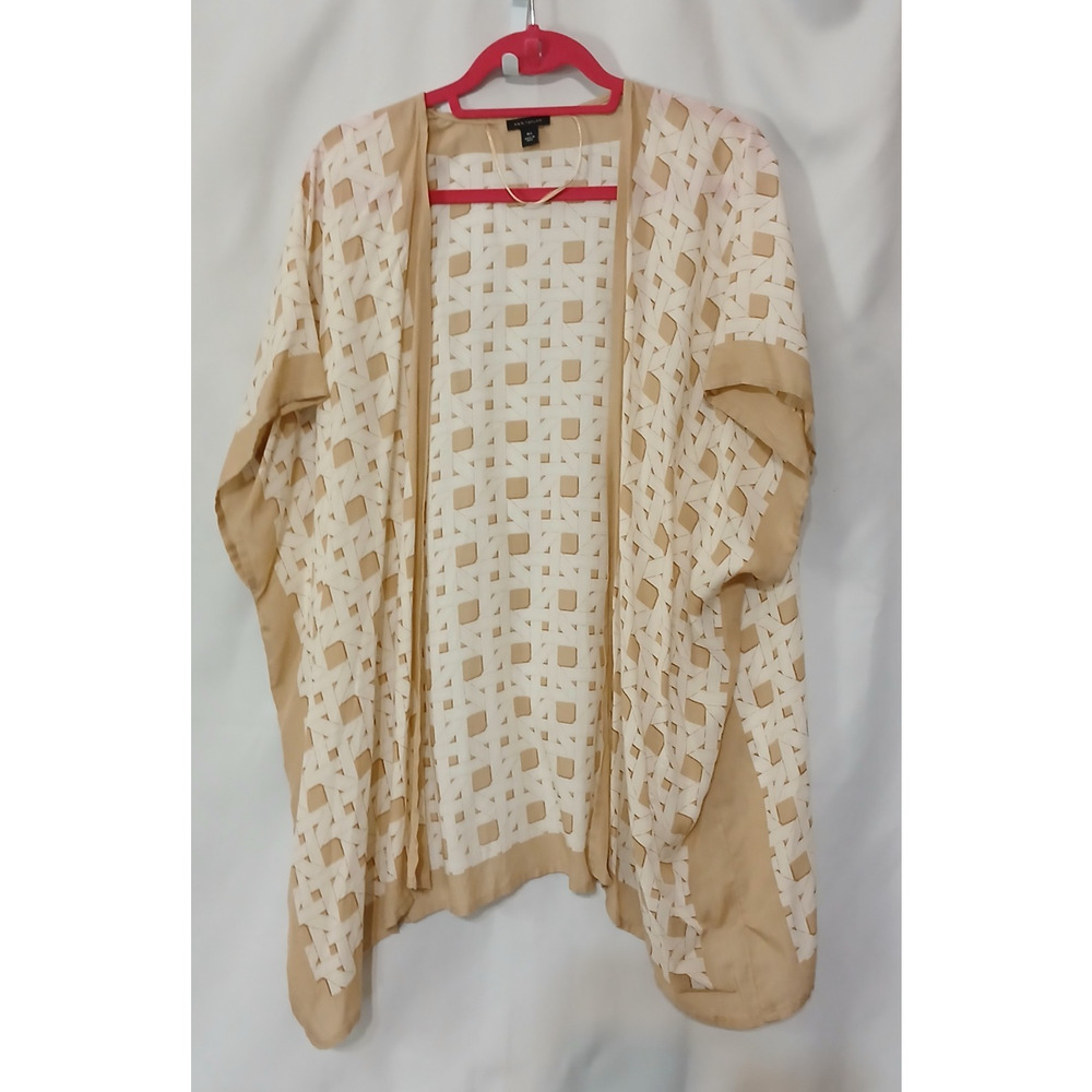 Ann Taylor SU24 Modal Open Kaftan Beige Cream 30" Long Oversized 34" PTP